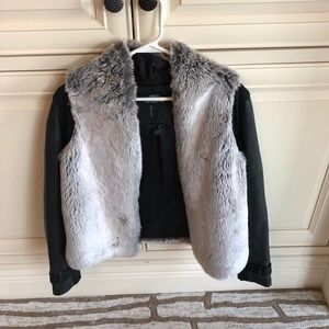 Tart Collections fur and leather sweater jacket